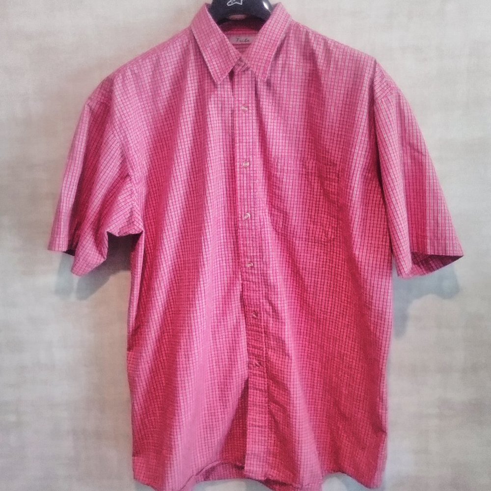 Tribe Men's Big & Tall Button Down Red Gingham Pattern